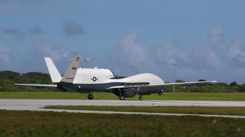 USN Triton MQ-4C deployed to the island of Guam  (U.S. Air Force photo by Senior Airman Ryan Brooks/Released)