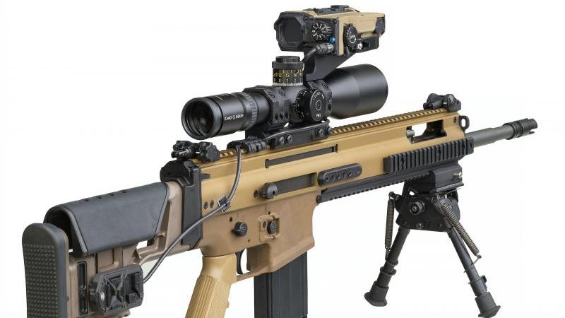 FN Elity® ballistic calculator mounted on FN SCAR®-H TPR Tactical Precision Rifle